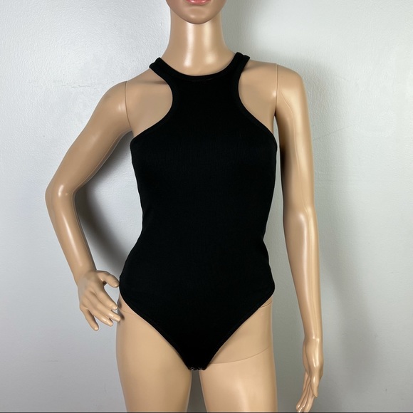 NEW ALLSAINTS BLACK RIBBED TANK BODYSUIT - Picture 3 of 10